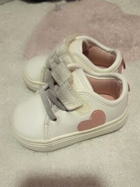Carter's White Sneakers with Pink Heart Accent